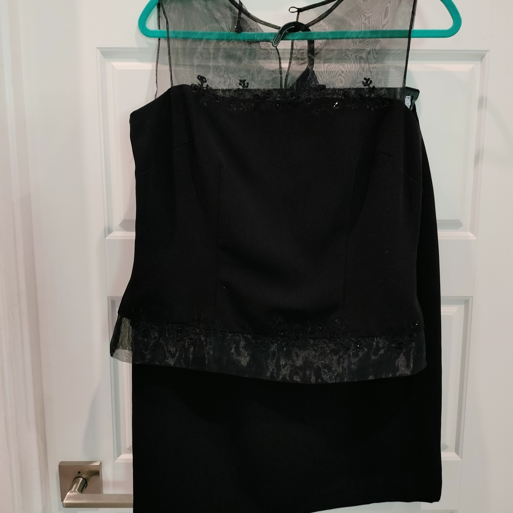 Vintage Sheri Martin New York Black 2 Piece Blouse & Skirt Size 10